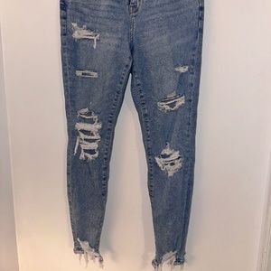 American Eagle Curvy High Rise Distressed Jeans